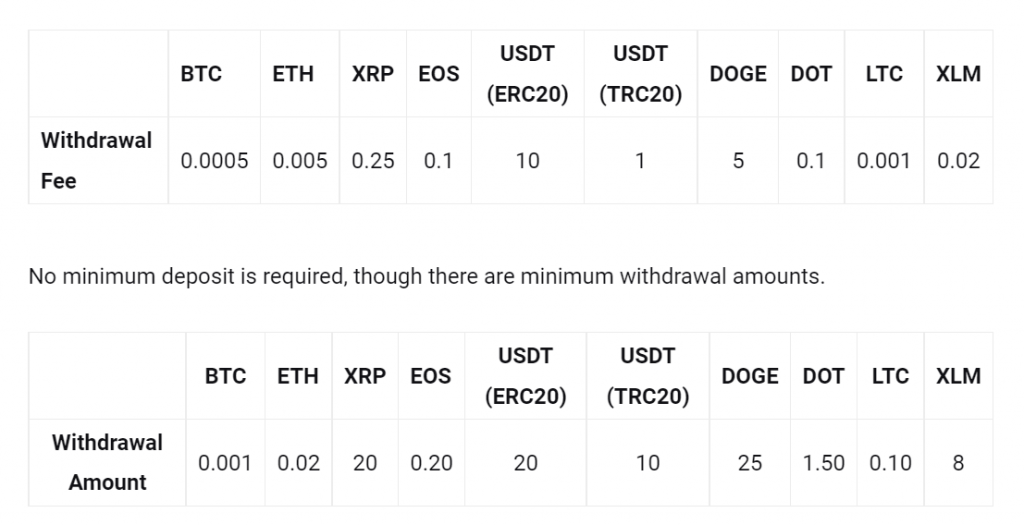 Bybit withdrawal fees