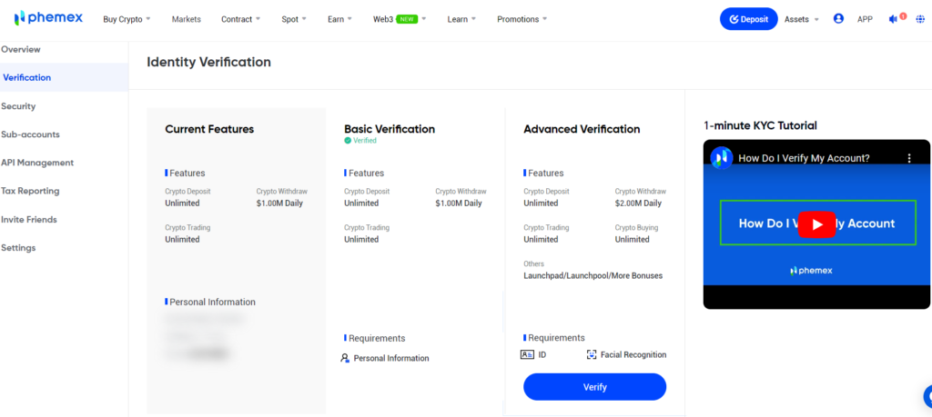 Phemex KYC