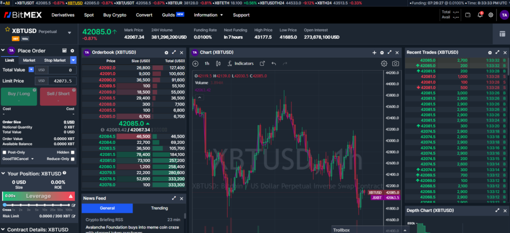 Bitmex Trading Interface