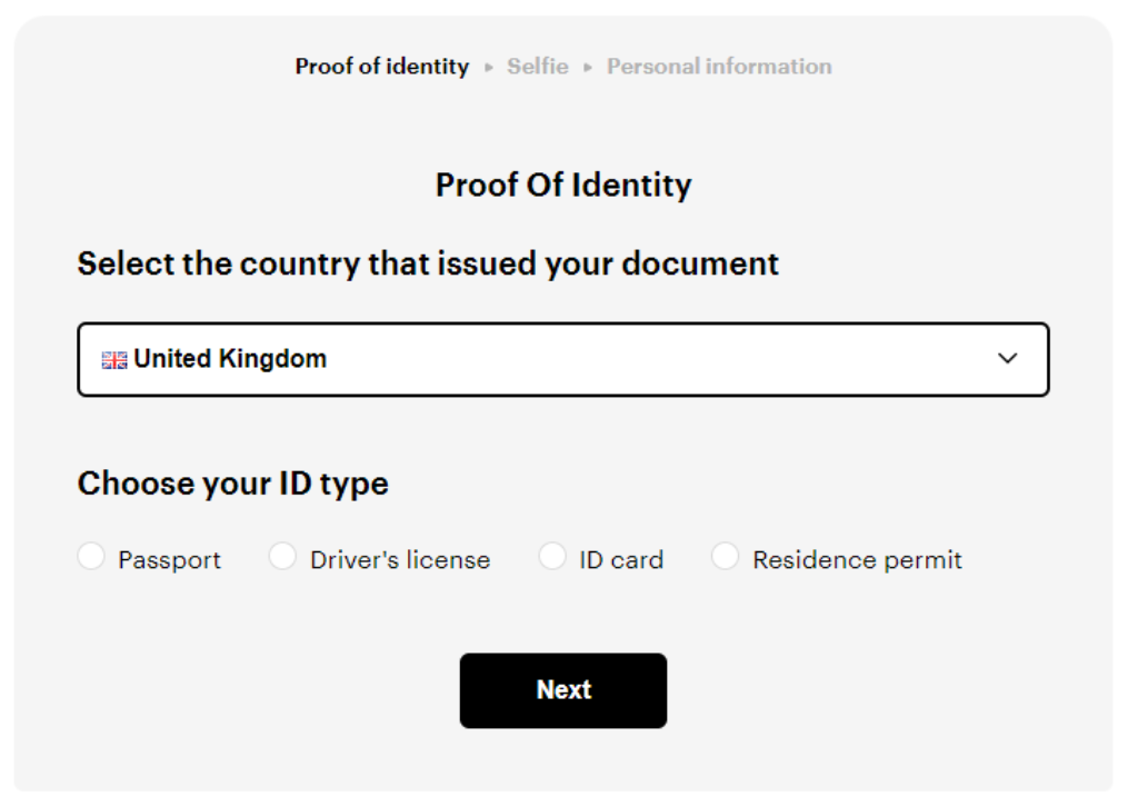 Coinmama KYC process