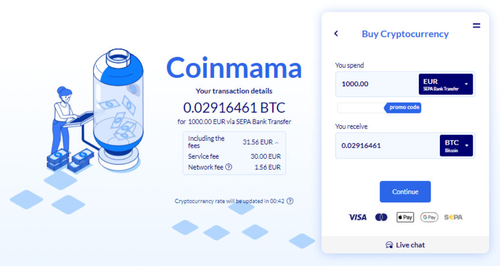 coinmama platform fees and charges explained