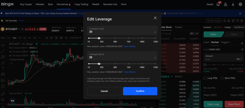 BingX Leverage Trading Maximum leverage 125x