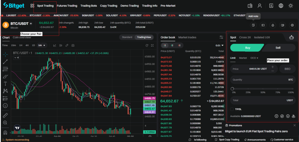 Bitget Spot Trading