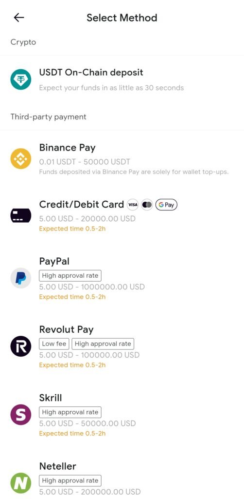 redotpay deposit onchain and top up